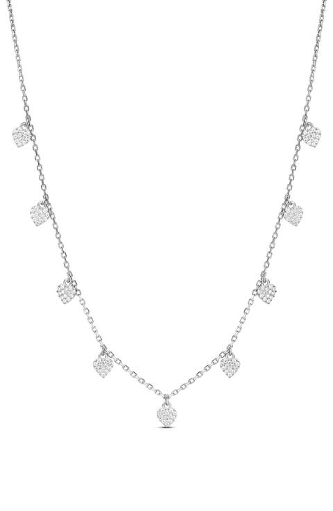Pavé Heart Drop Layering Necklace