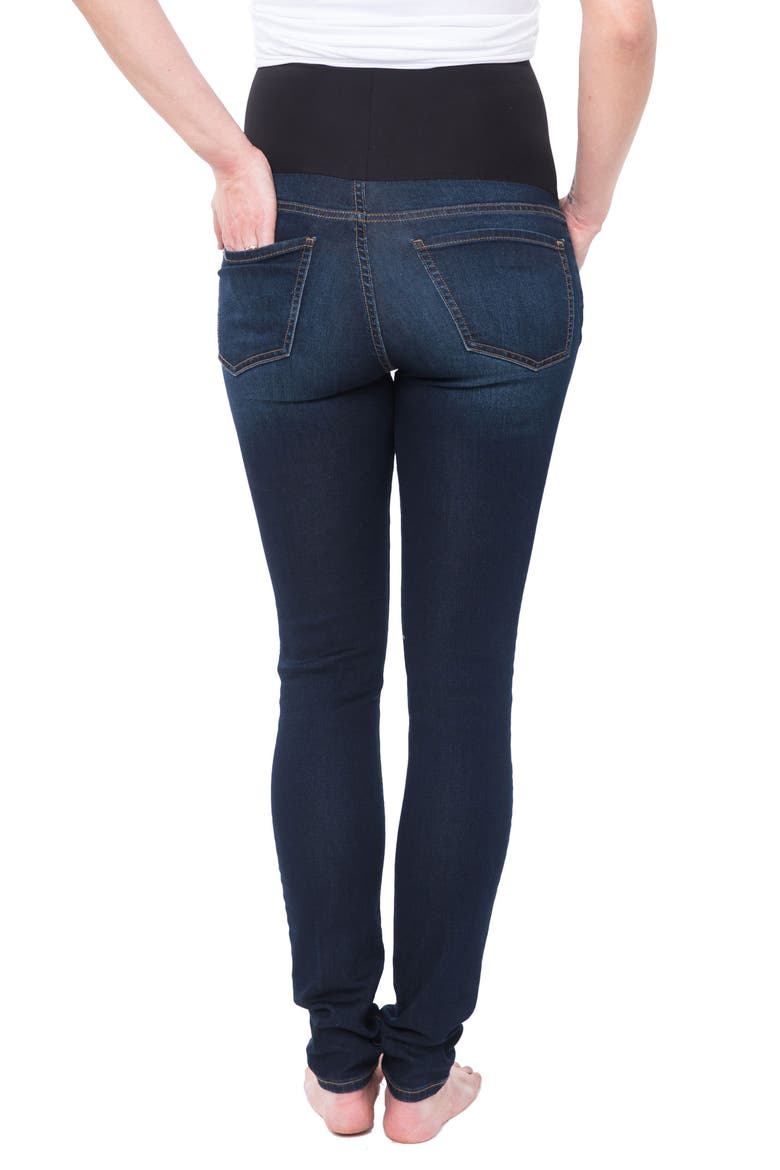 Soho Over the Belly Skinny Maternity Jeans, Alternate, color, DARK BLUE WASH