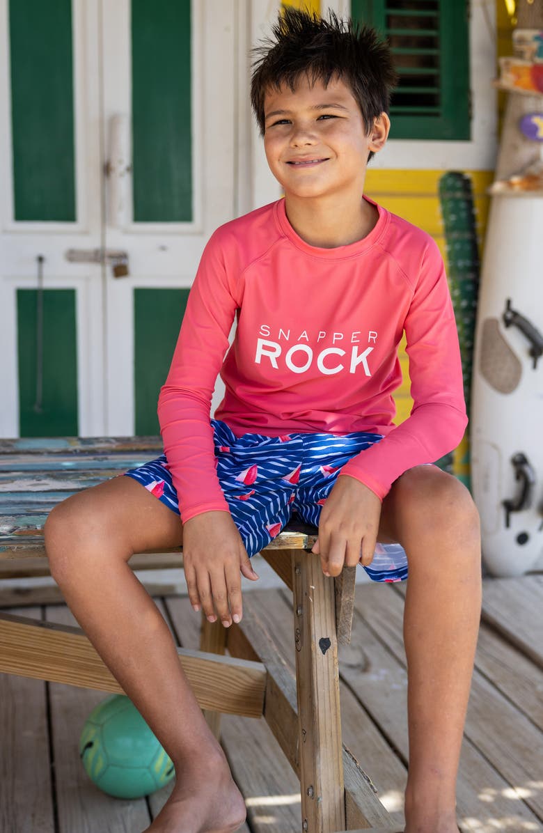 Snapper Rock Kids' Sailboat Rock Swim Trunks, Alternate, color, Navy