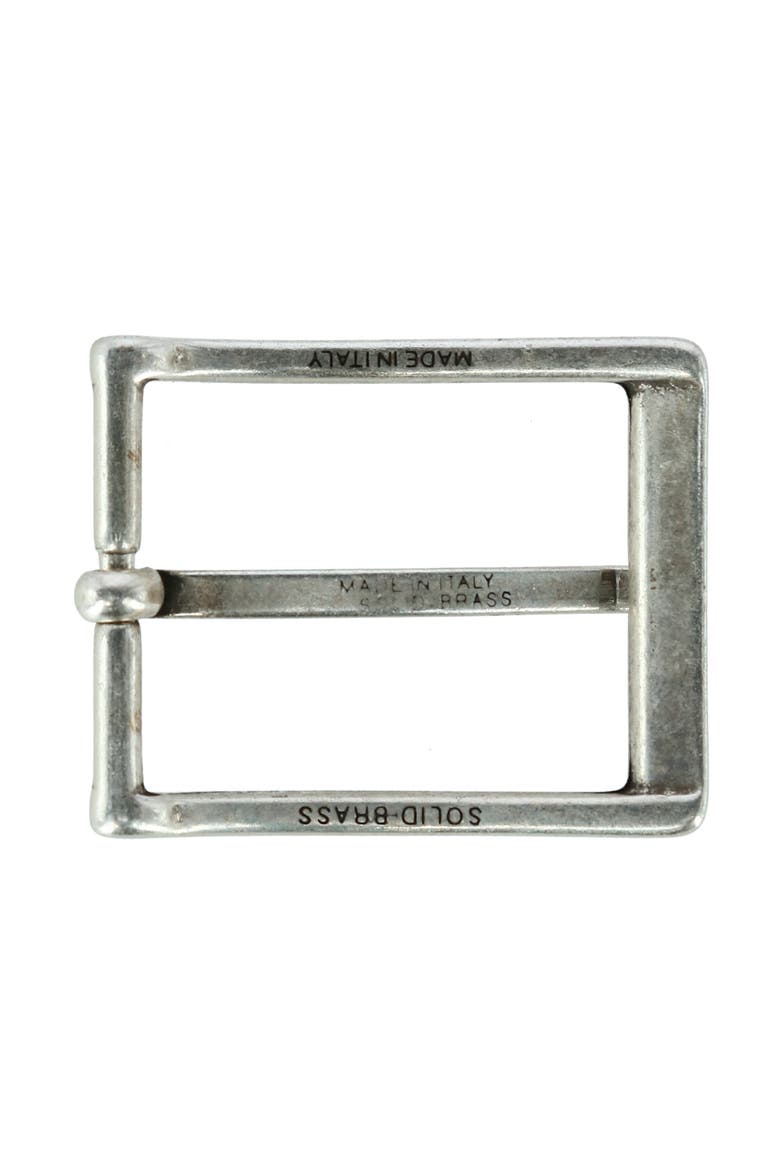 32mm Simply Stated Single Pronged Solid Brass Harness Belt Buckle, Alternate, color, Antique Silver