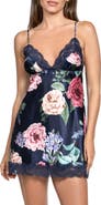 In Bloom by Jonquil Sicily Floral Lace Trim Strechy Satin Chemise