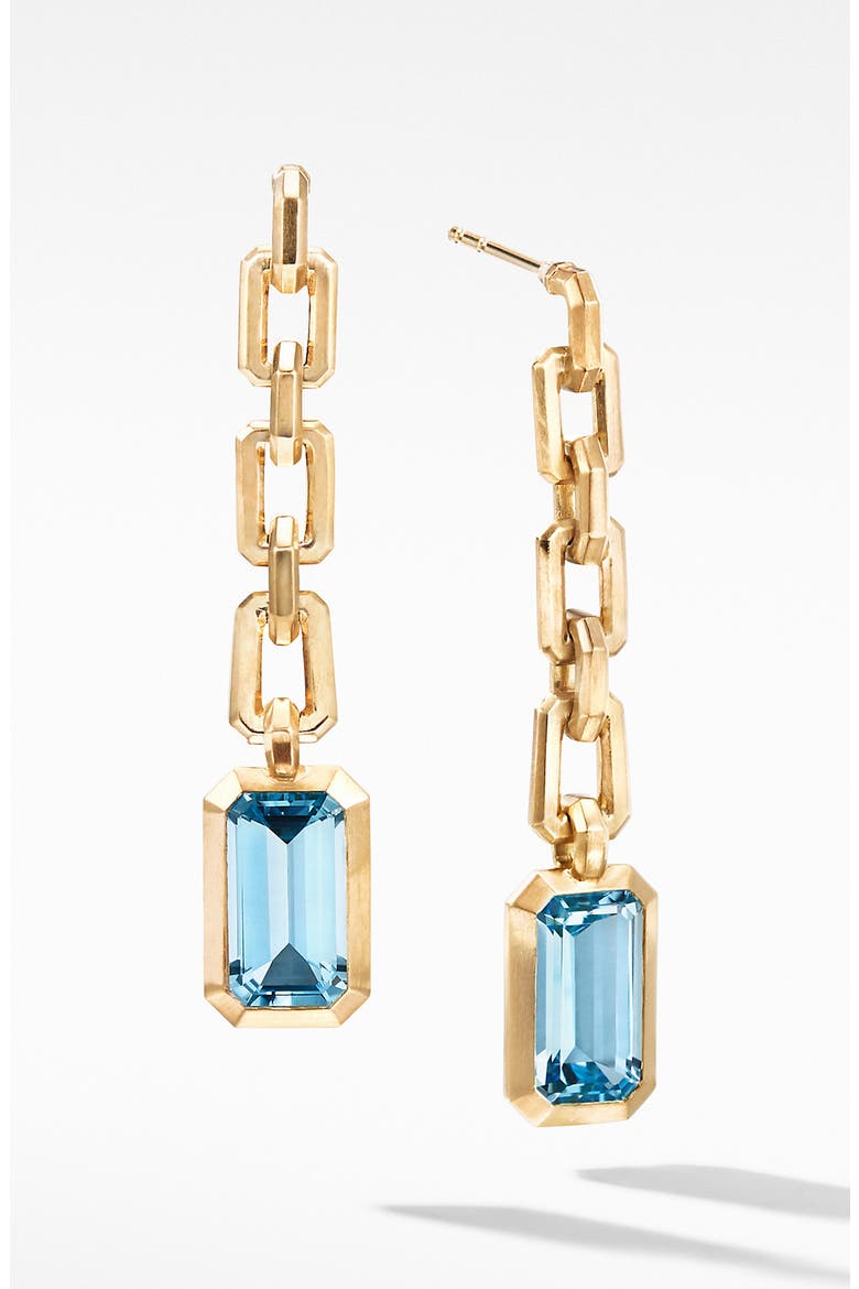 Novella Chain Drop Earrings in 18K Yellow Gold, Main, color, SKY BLUE TOPAZ