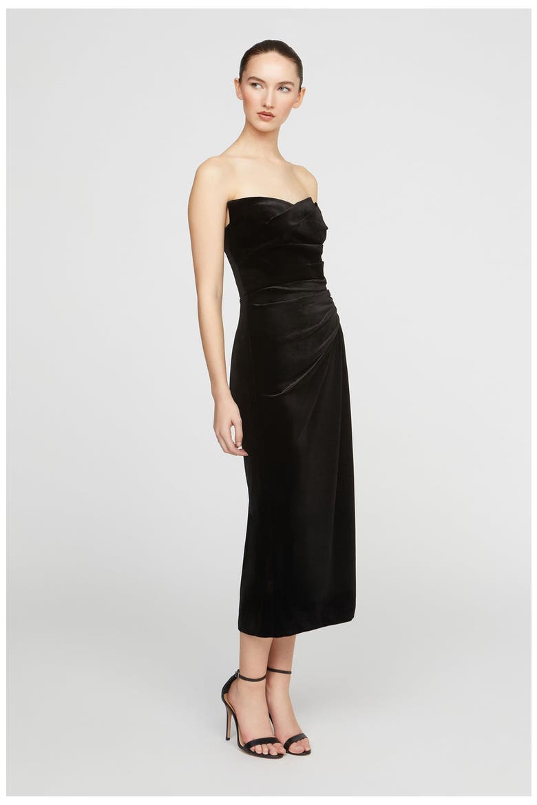 Imara Velvet Midi Dress, Alternate, color, Black