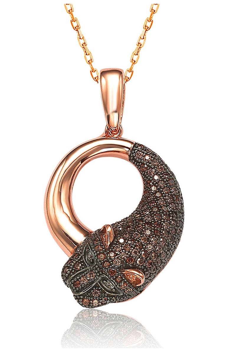SUZY LEVIAN 14K Rose Gold Plated Sterling Silver Chocolate CZ Pendant Necklace, Main, color, Chocolate