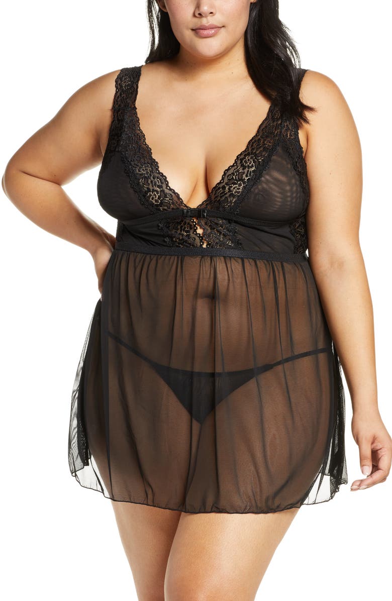 Oh La La Cheri Soft Cup Babydoll Chemise & G-String Thong, Main, color,