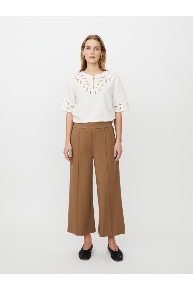 Mid-Rise Cropped Wide-Leg Trousers, Alternate, color, Otter