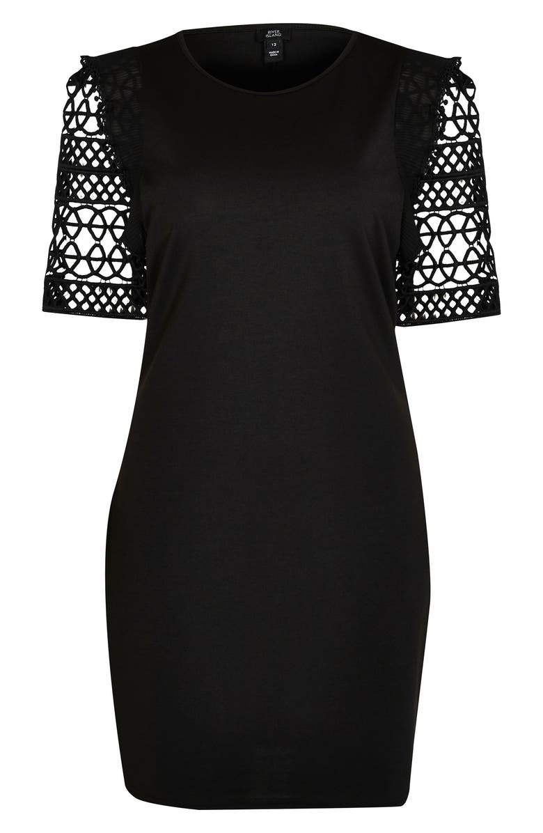 River Island Crochet Sleeve Knit Sheath Dress, Alternate, color,