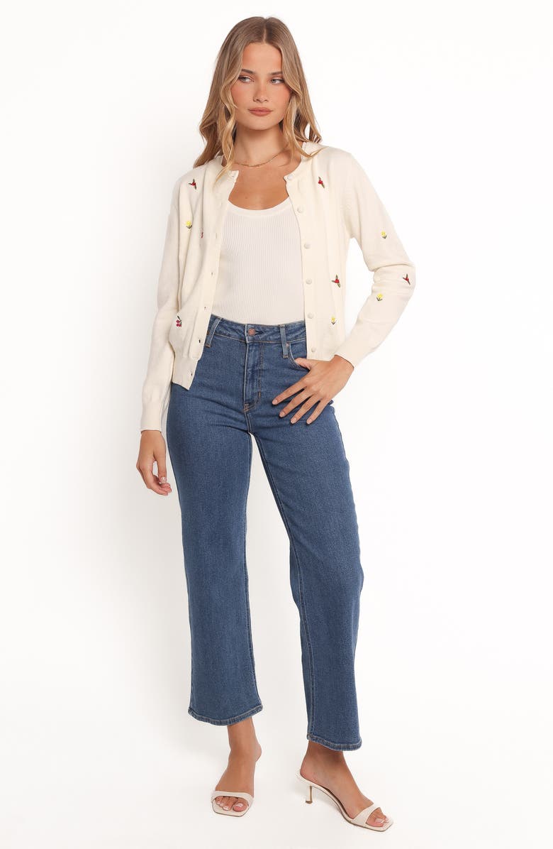 Petal & Pup Millen Floral Embroidered Cardigan, Alternate, color, Cream