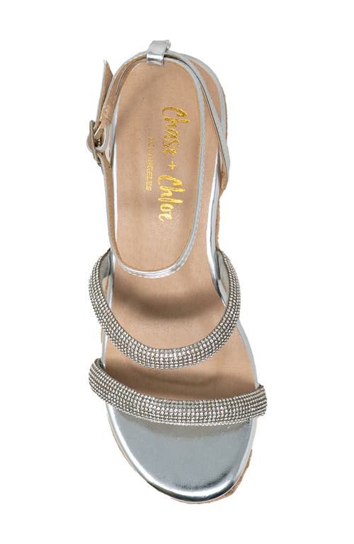 Chase & Chloe Chase And Chloe Rhinestone Strap Espadrille Wedge Sandal