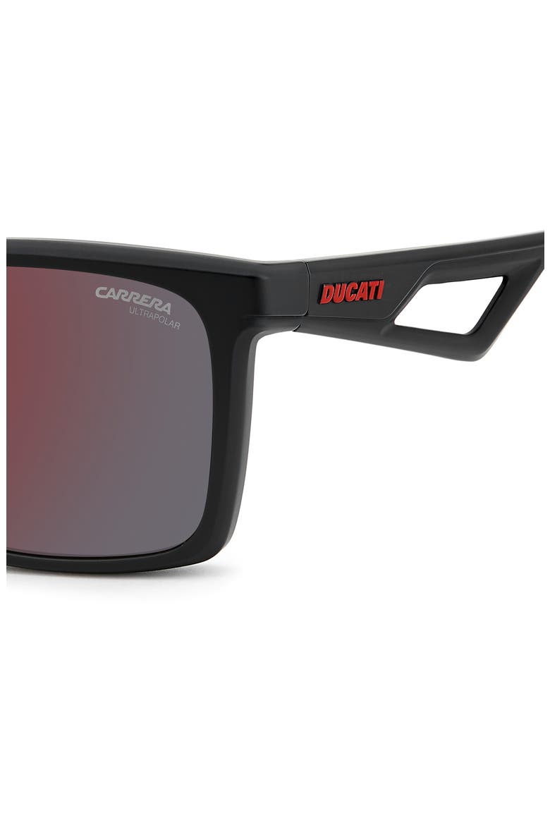 57mm Polarized Rectangular Sunglasses, Alternate, color, MATTE BLACK/ REDSP PZ HCAR