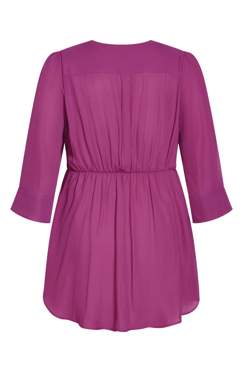 City Chic Shibara Vibes Asymmetric Faux Wrap Top, Alternate, color, Magenta