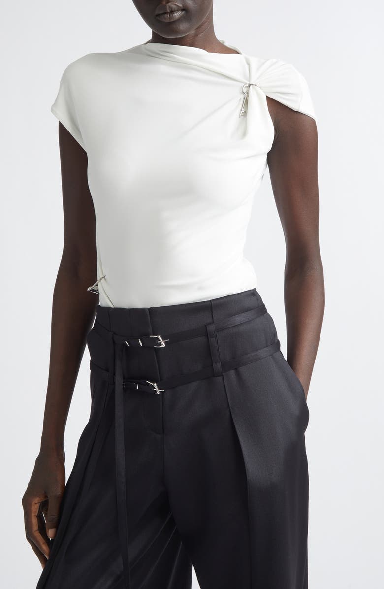 GRACE LING Relic Charms Jersey Mock Neck Top, Alternate, color, White