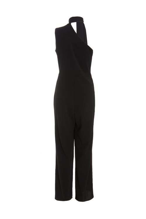 Quiz Scuba Crepe Tie Neck Palazzo Jumpsuit In Black
