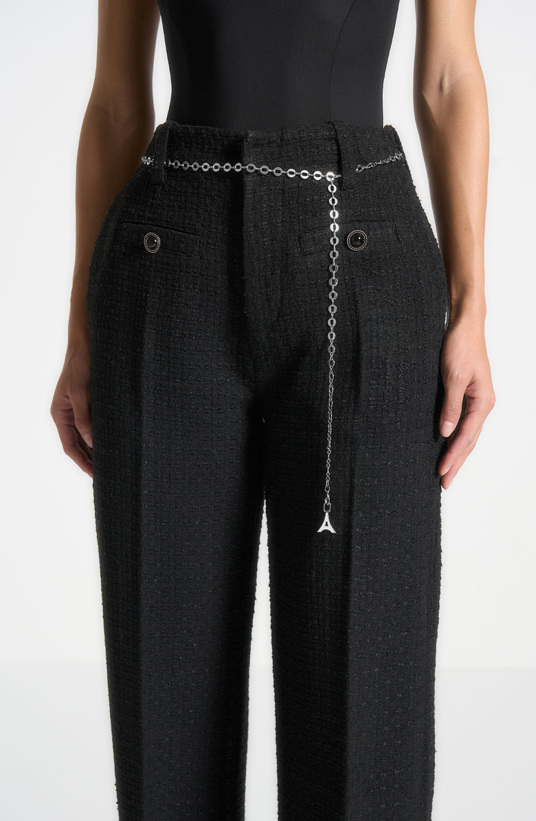 Manière De Voir Nathalie Tweed Trousers with Belt, Main, color, Black