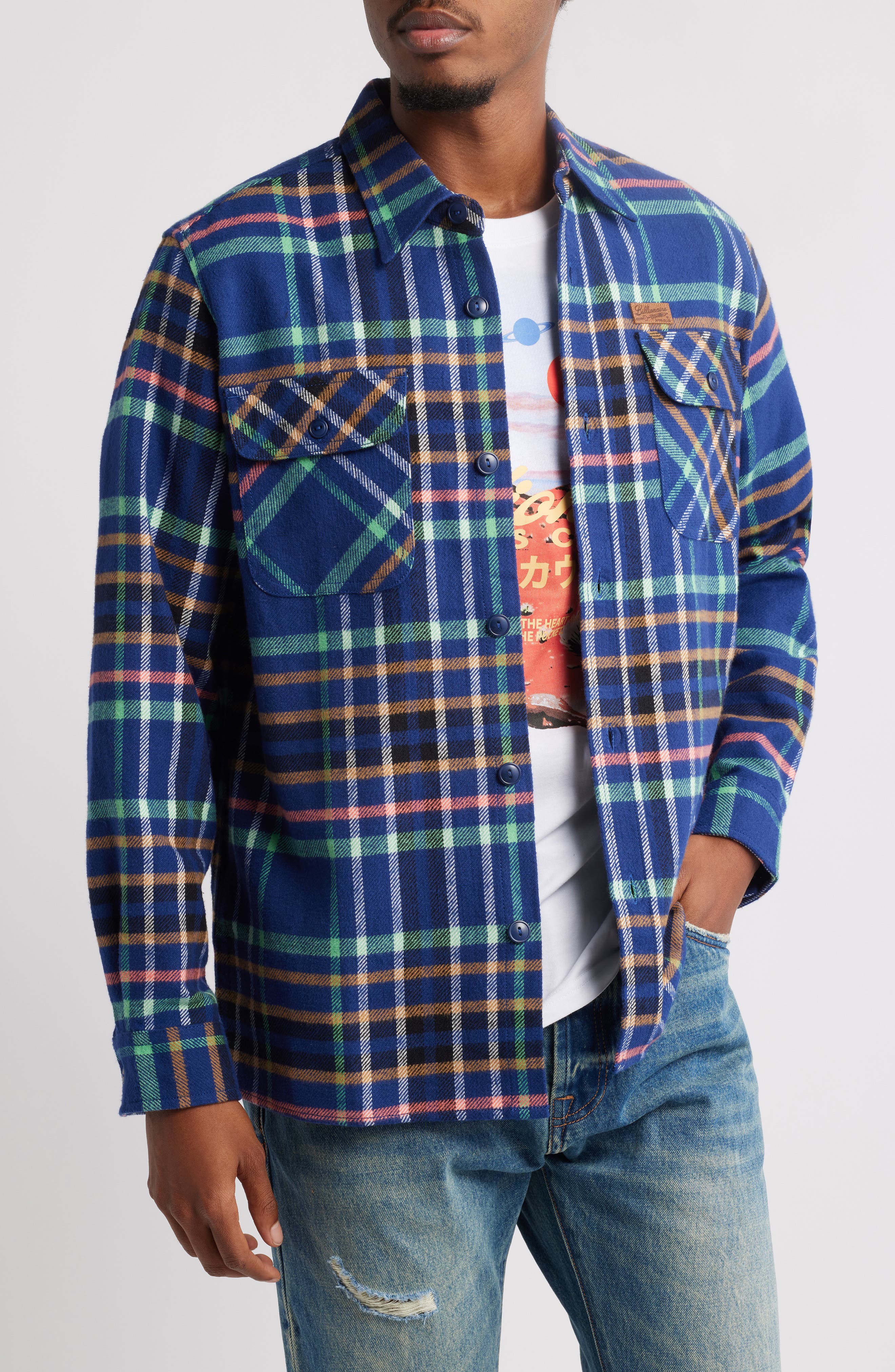 Billionaire Boys Club Mecca Plaid Flannel Button-Up Overshirt