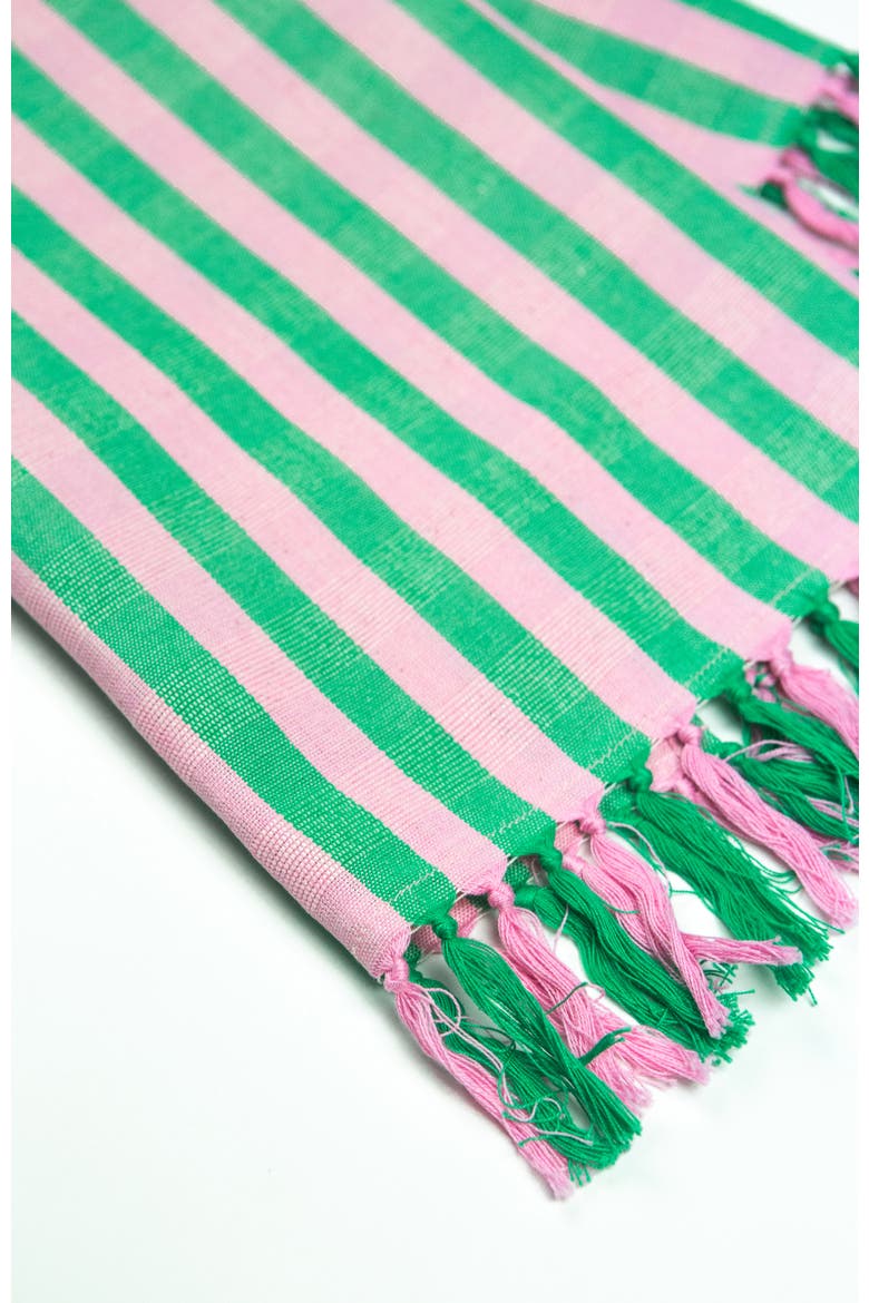 Handwoven Colorful Striped Cotton Kitchen Towel, Alternate, color, Green