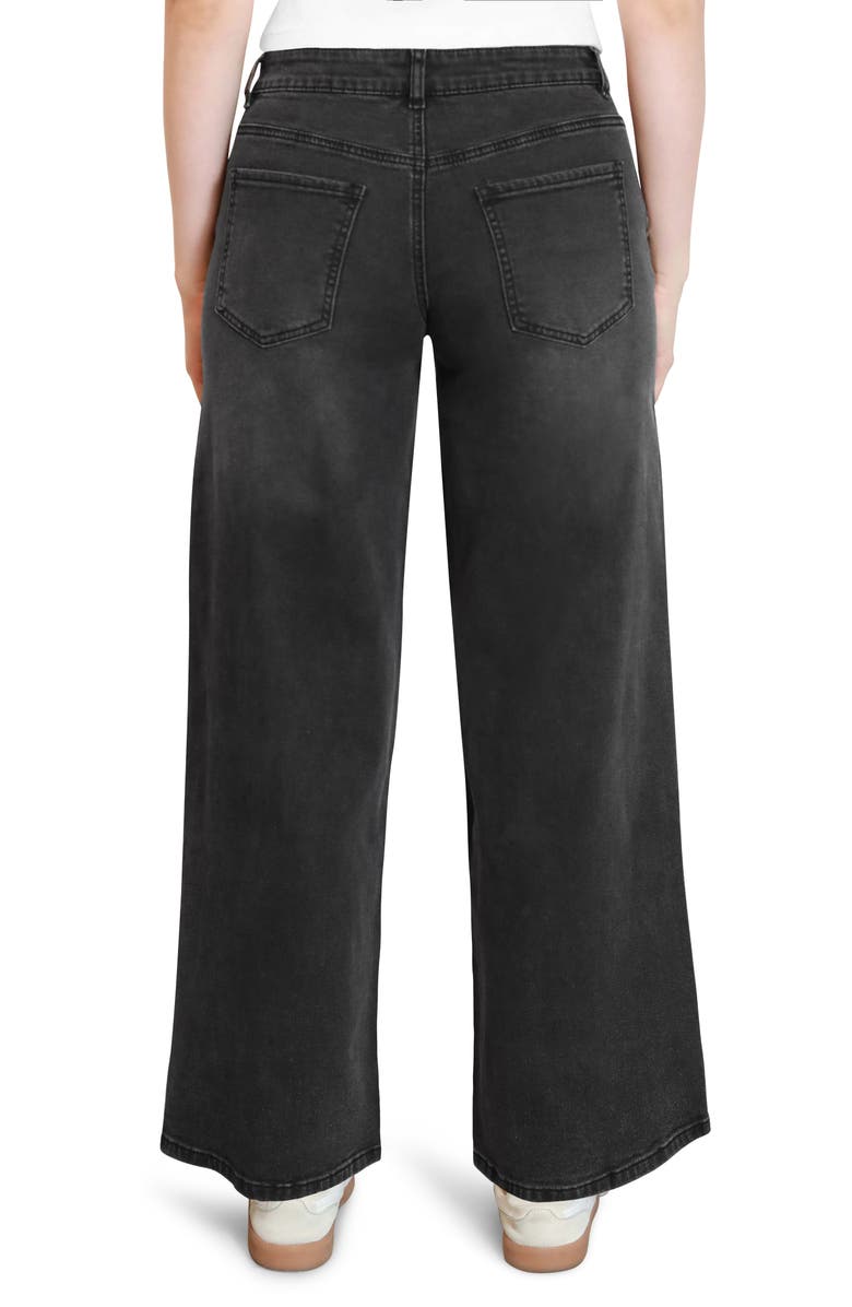 Madden Girl Studded Loose Fit Wide Leg Jeans, Alternate, color, Washed Black