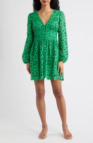 LAYERED WITH LOVE Long Sleeve Eyelet Minidress