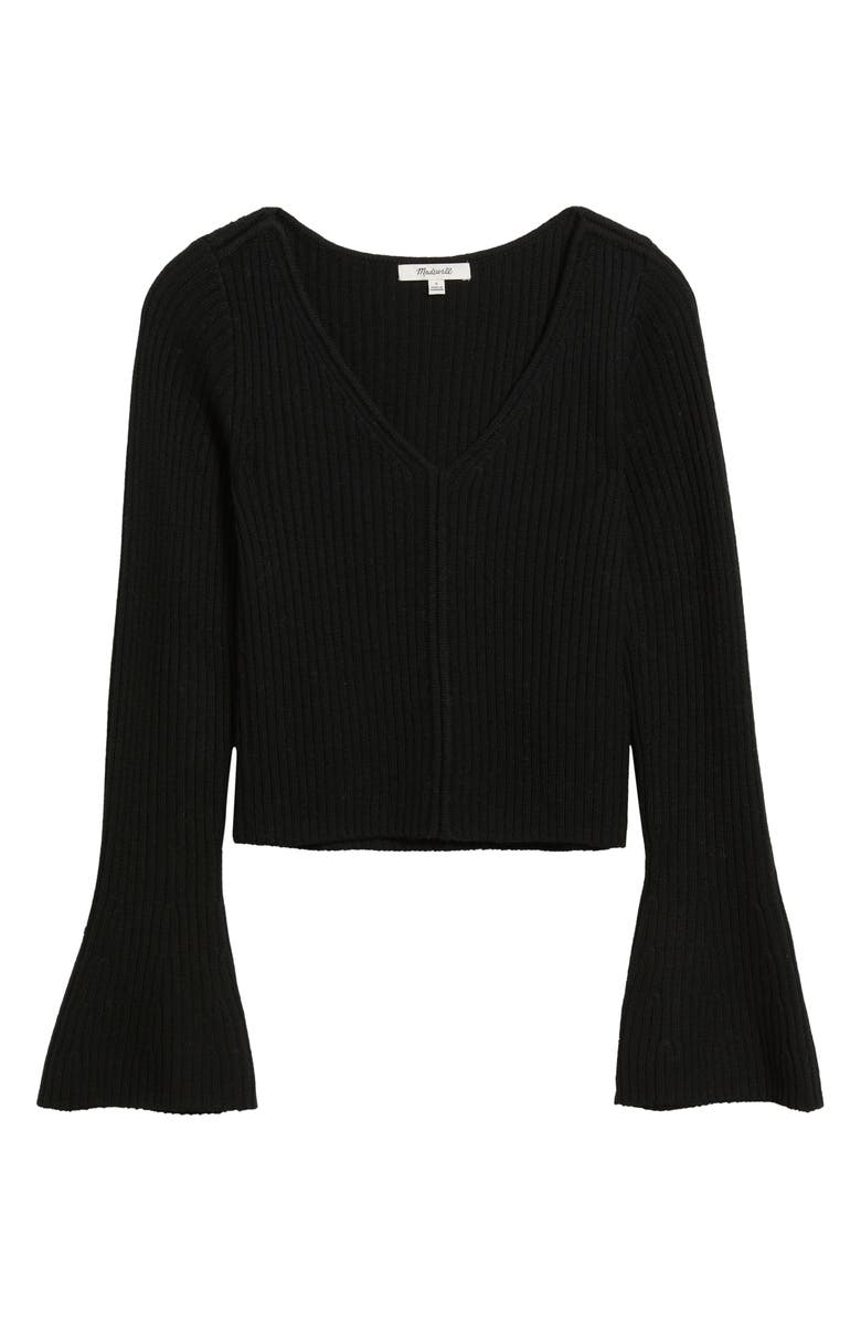 Madewell V-Neck Wool Rib Sweater Top, Alternate, color, True Black