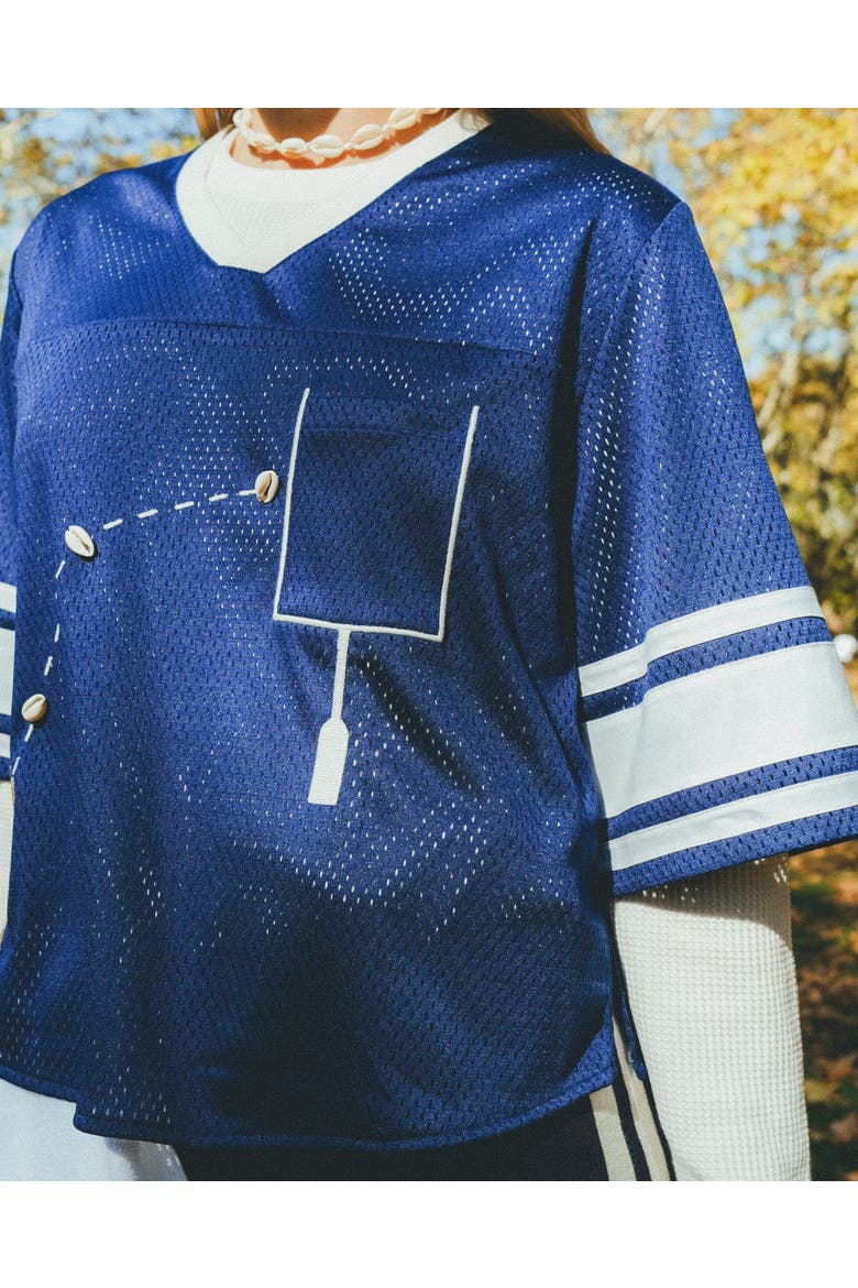 'Doink!' ~ Relaxed Crop Cut, Alternate, color, Blue