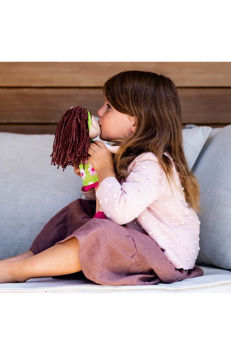 HABA Coco 12" Soft Baby Doll with Brown Hair, Embroidered Face, Removable Green Dress, Matching Headband - Machine Washable Toddler Doll - 18 Months+, Alternate, color, Green Multi