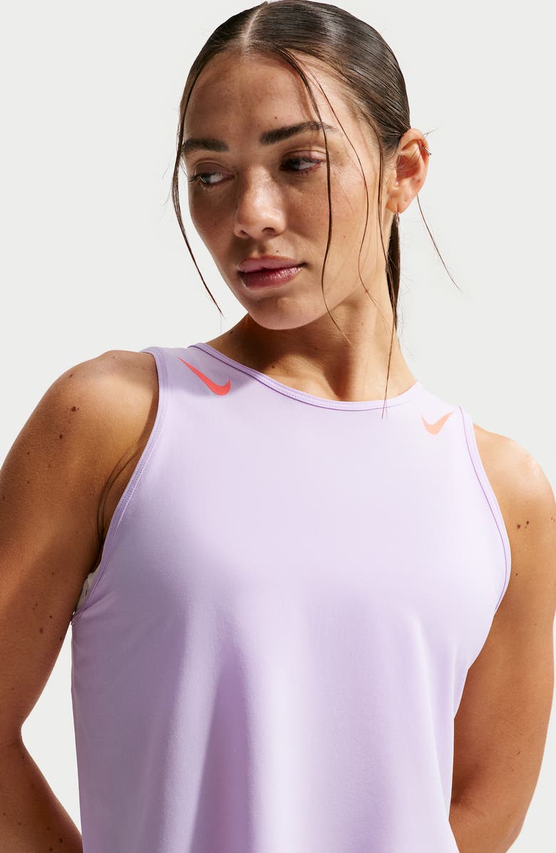Nike AeroSwift Dri-FIT ADV Crop Running Tank Top, Alternate, color, Violet Mist/ Hot Lava
