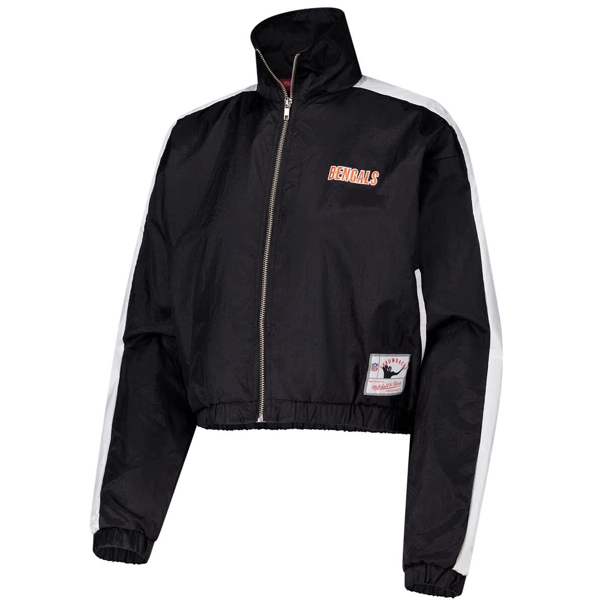 Women's Mitchell & Ness Black Cincinnati Bengals Nylon Cropped Full-Zip Jacket - image 2