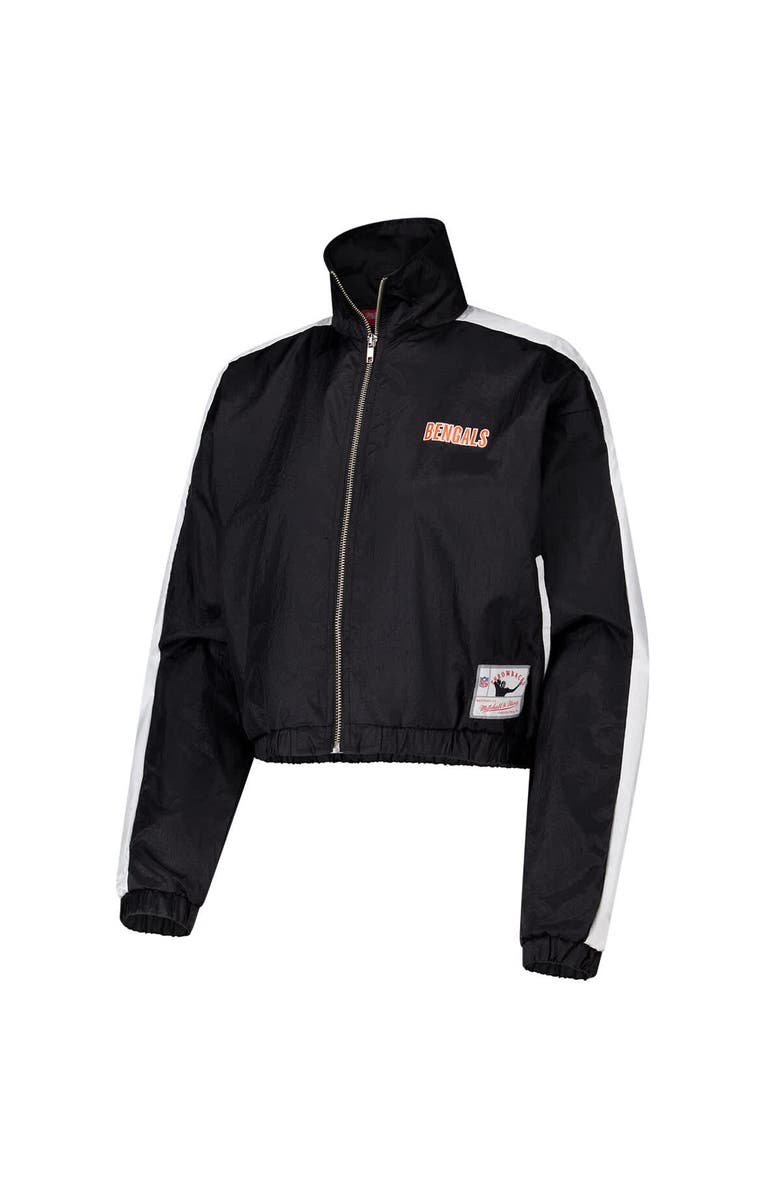 Mitchell & Ness Women's Mitchell & Ness Black Cincinnati Bengals Nylon Cropped Full-Zip Jacket, Alternate, color, Black