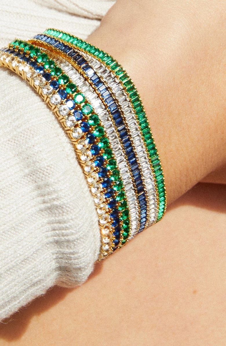 Aurate New York Lab Grown Sapphire Baguette Tennis Bracelet, Alternate, color, Gold Vermeil