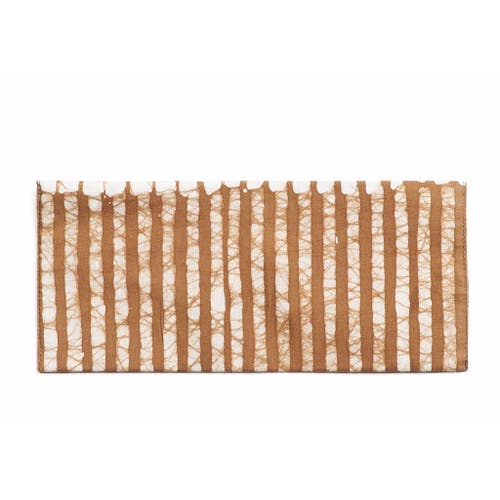 Studio Variously Oak Brown Stripes Cotton Wax Block Printed Zero Waste Envelope Pouch
