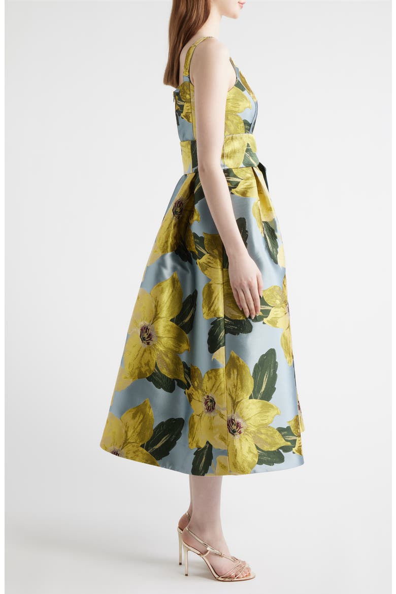 Floral Jacquard Midi Cocktail Dress, Alternate, color, BLUE MULTI