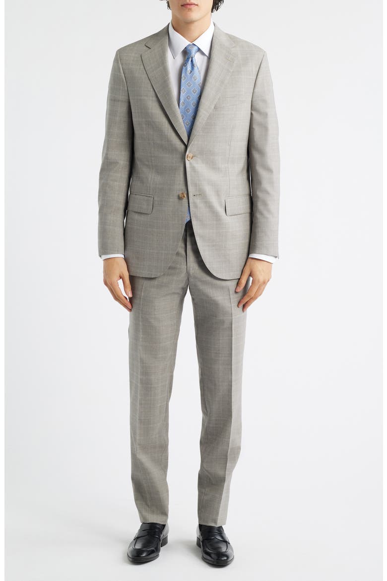 Hartford Classic Fit Tan Glen Check Wool Suit, Main, color, TAN