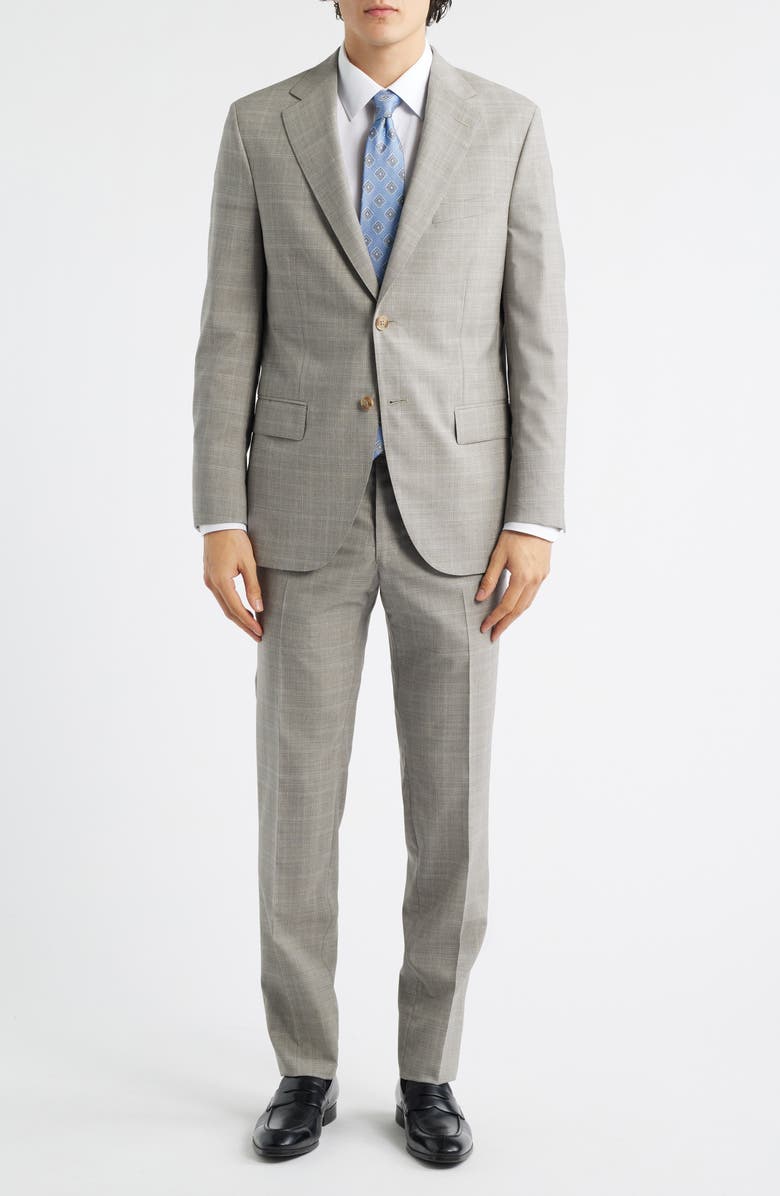 Peter Millar Hartford Classic Fit Tan Glen Check Wool Suit, Main, color, 