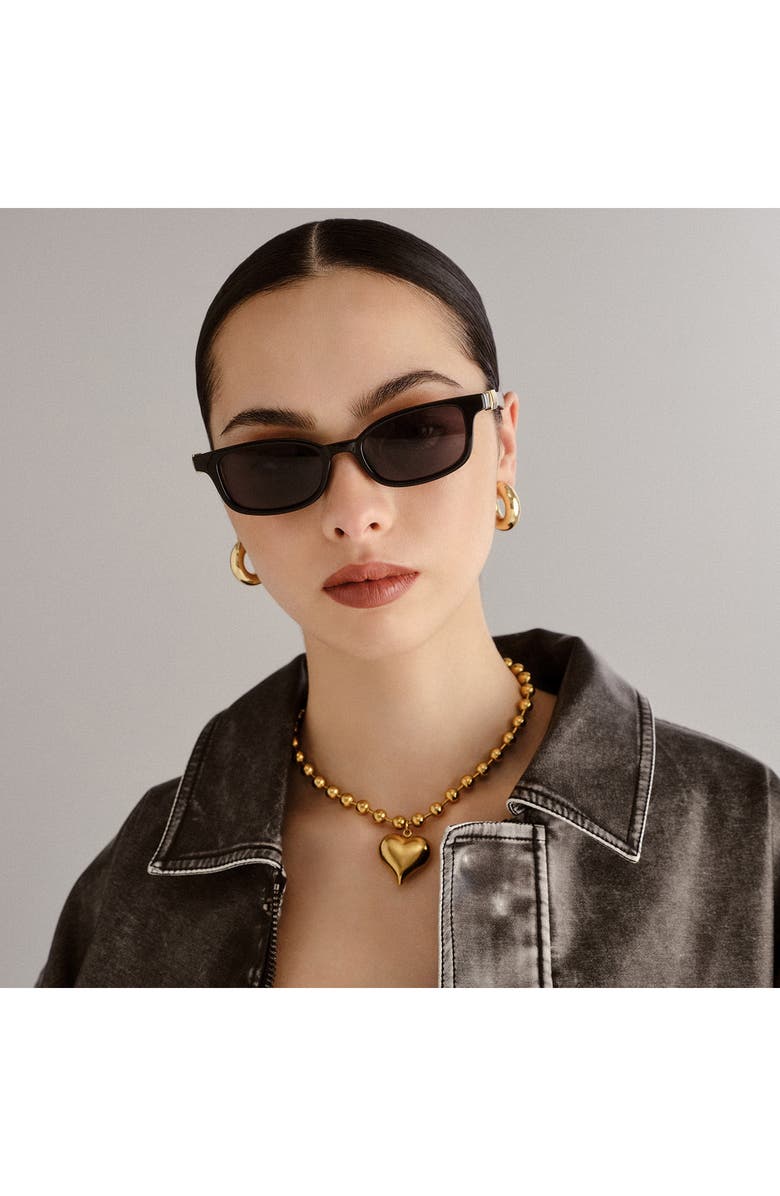 Le Specs Confidential 51mm Rectangular Sunglasses, Alternate, color, Black/ Smoke Mono