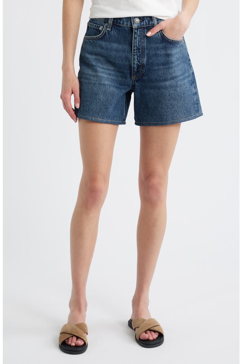 Kaia High Waist Relaxed Fit Denim Shorts, Main, color, ADELINE