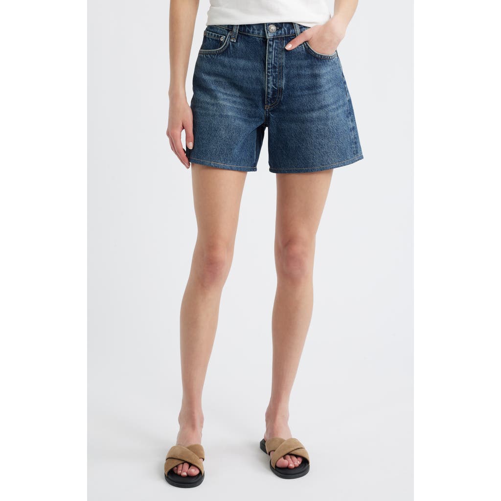 Rag & Bone Kaia High Waist Relaxed Fit Denim Shorts In Blue