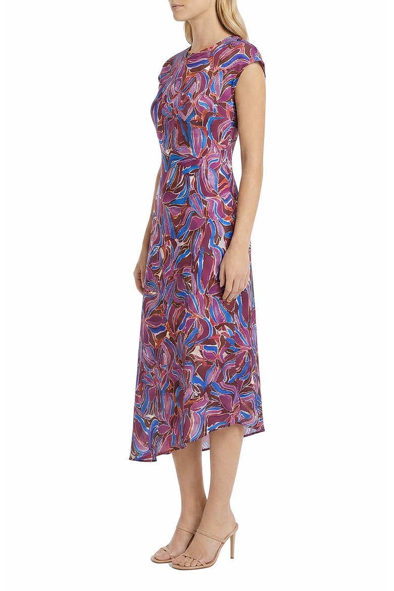 Print Cap Sleeve Midi Dress, Alternate, color, ECRU/ BERRY