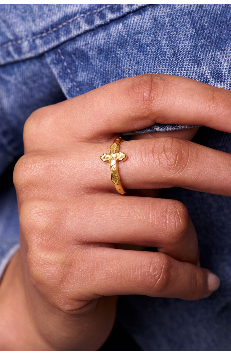 Electric Picks Cross Ring, Alternate, color, Gold