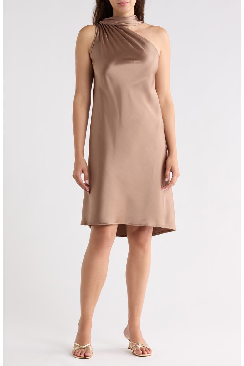 One-Shoulder Scarf Dress, Main, color, DUNE