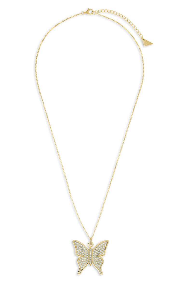 Pavé Butterfly Pendant Necklace, Alternate, color, GOLD