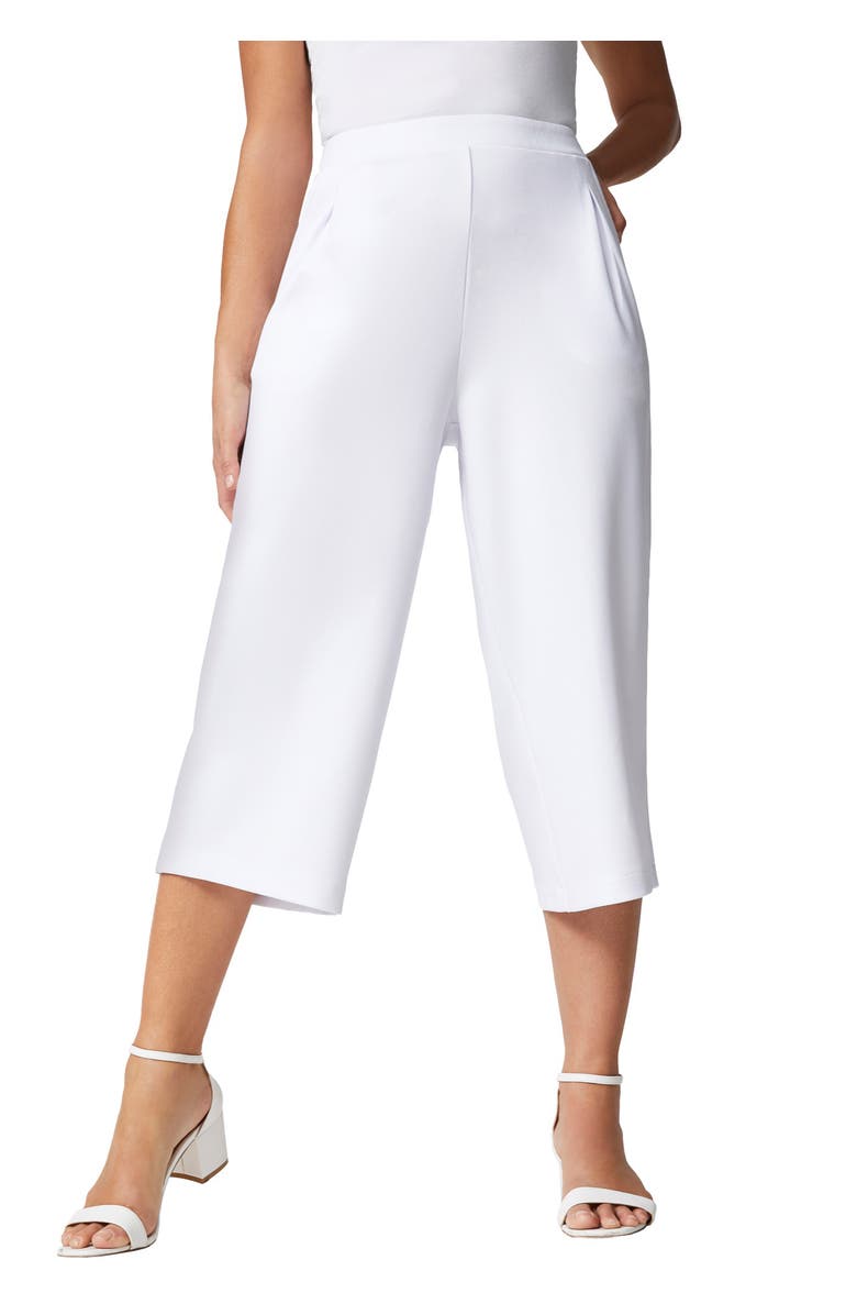 Jessica London Wide-Leg Crop Crepe Pants, Main, color, White