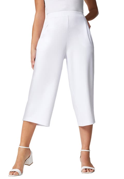 Wide-Leg Crop Crepe Pants (Plus Available)