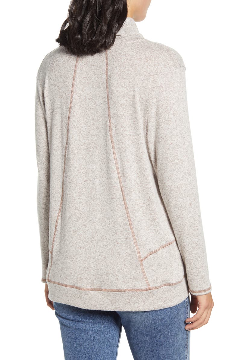 Loveappella Cross Neck Seamed Pullover, Alternate, color, Oatmeal