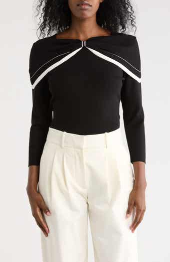 Adrianna Papell Bow Off the Shoulder Sweater