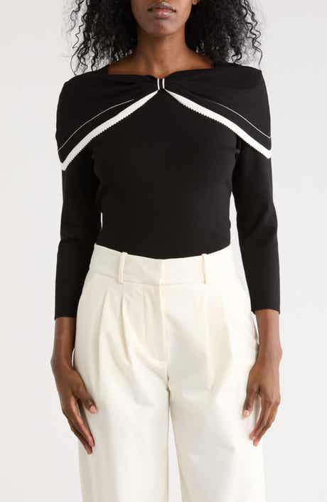 Adrianna Papell Bow Off the Shoulder Sweater