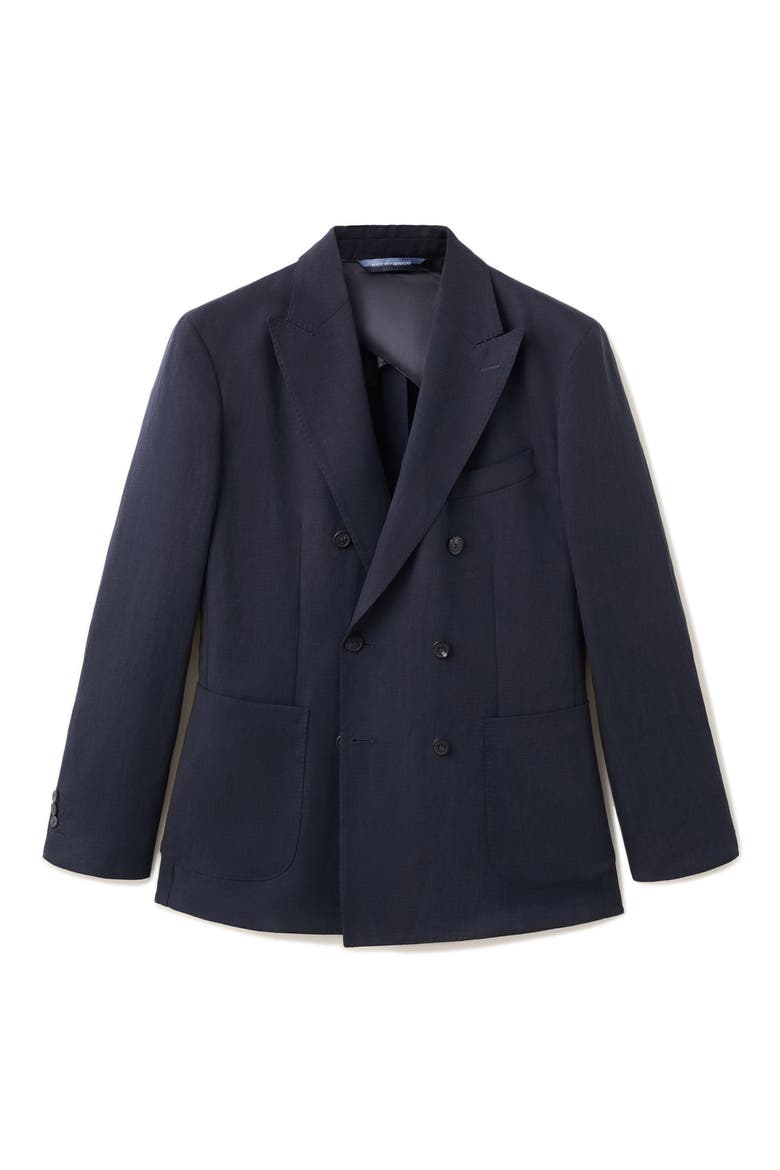 Slim Fit Double Breasted Suit Jacket, Alternate, color, NAVY