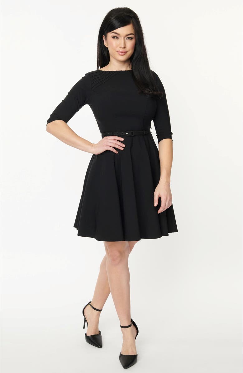 Unique Vintage Boat Neck Belted Stephanie Fit & Flare Dress, Main, color, 