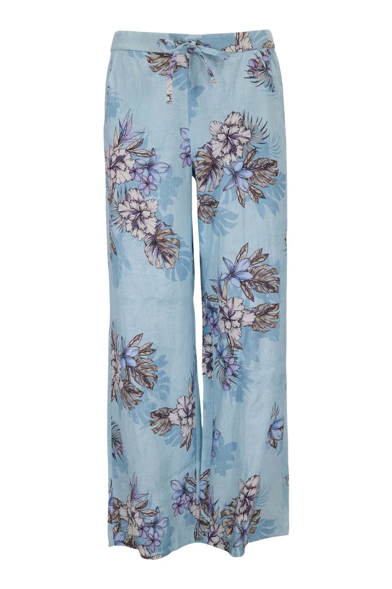 Womens Lillian Wide Leg Linen Pant, Alternate, color, EXOTIC FLORAL TEAL