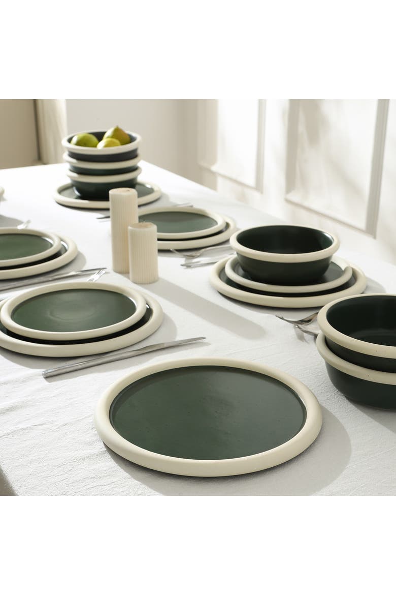 Capri Stoneware 12-Piece Dinnerware Set, Alternate, color, Green