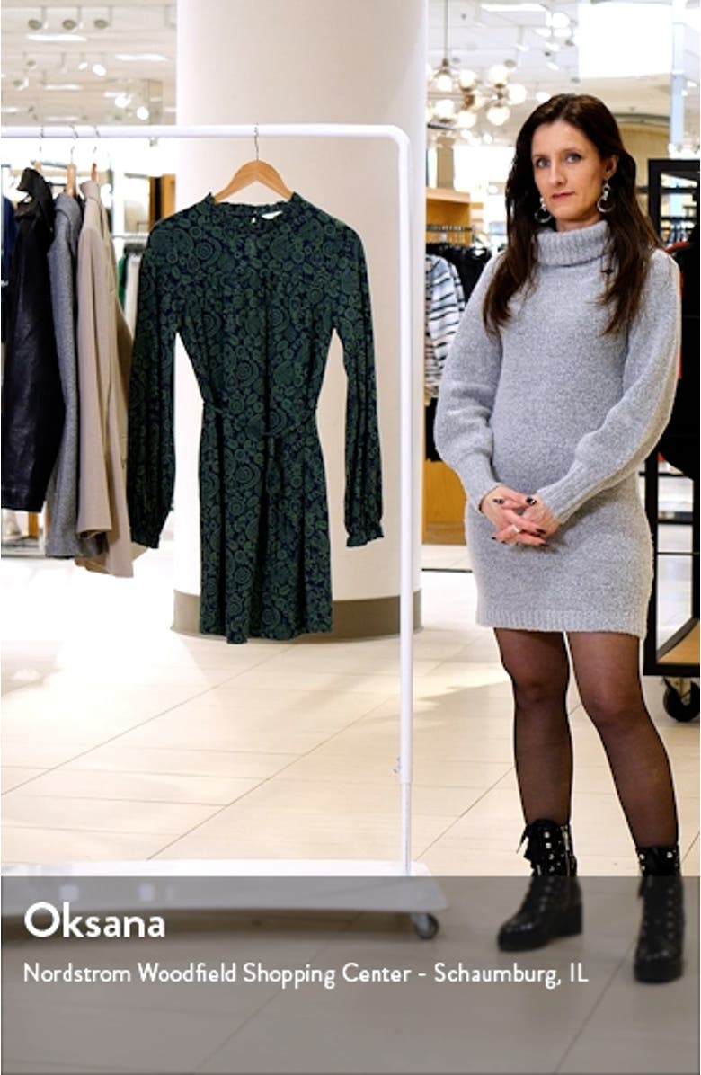 Paisley Print Long Sleeve Belted Dress, sales video thumbnail